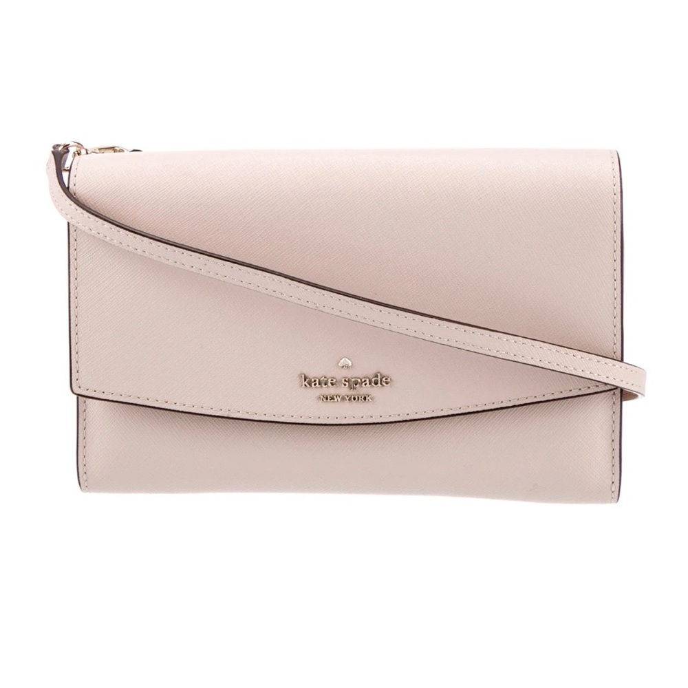 Kate Spade Dana Flap Crossbody Bag Pink Rose Smoke Saffiano